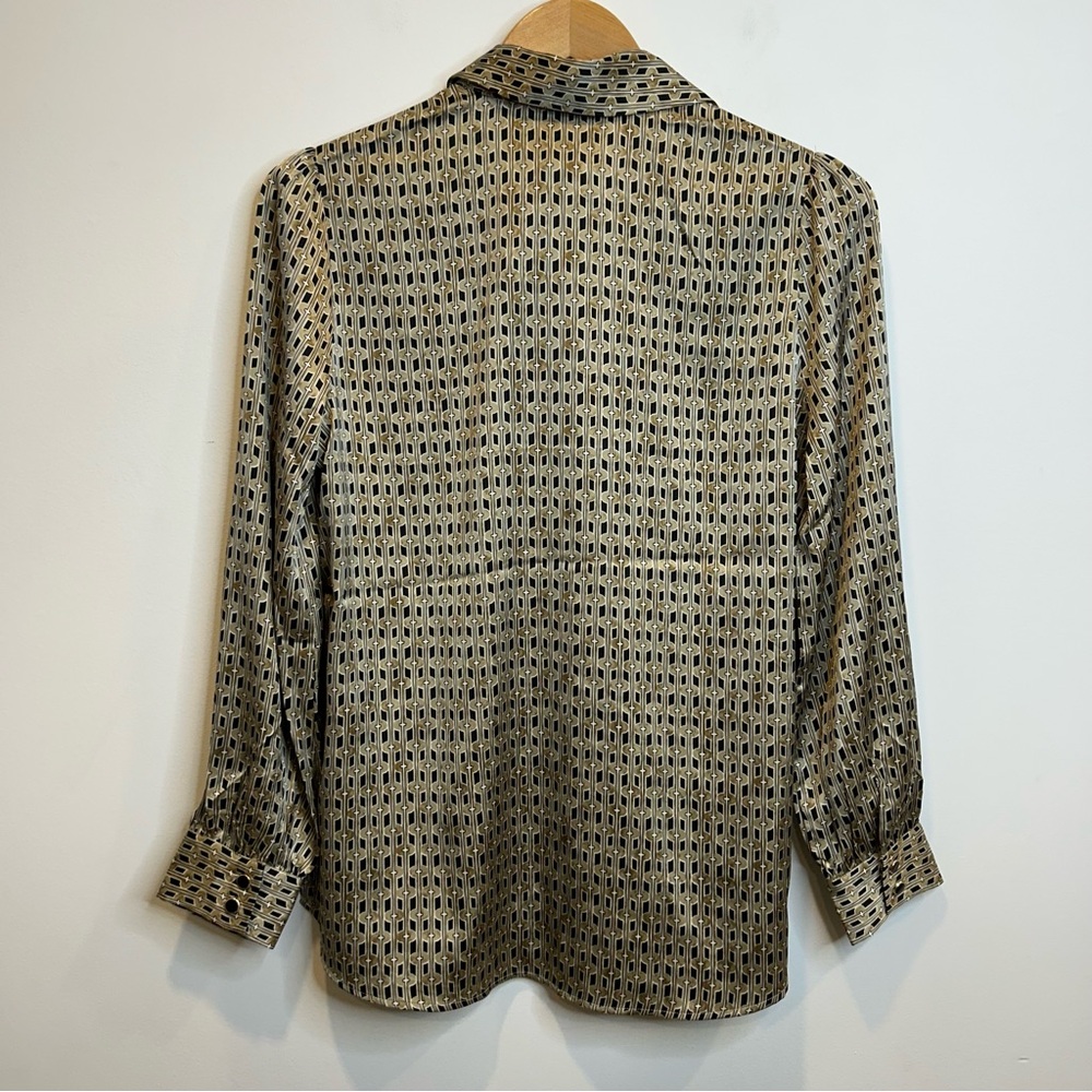 Laura Long Sleeve Geometric Print Blouse Brown Pattern - Picture 12 of 12